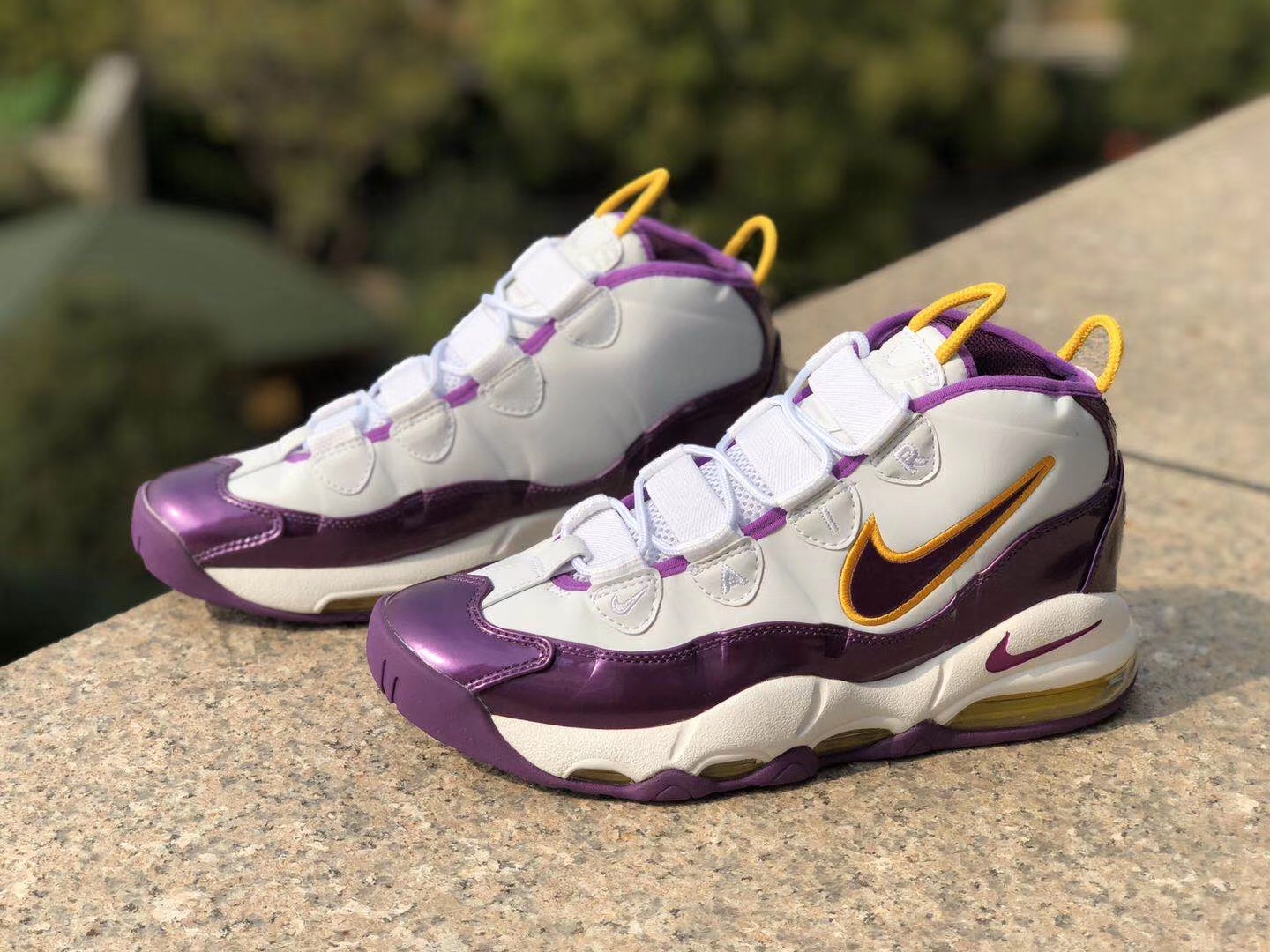 2020 Nike Air Uptempo 95 White Purple Yellow - Click Image to Close